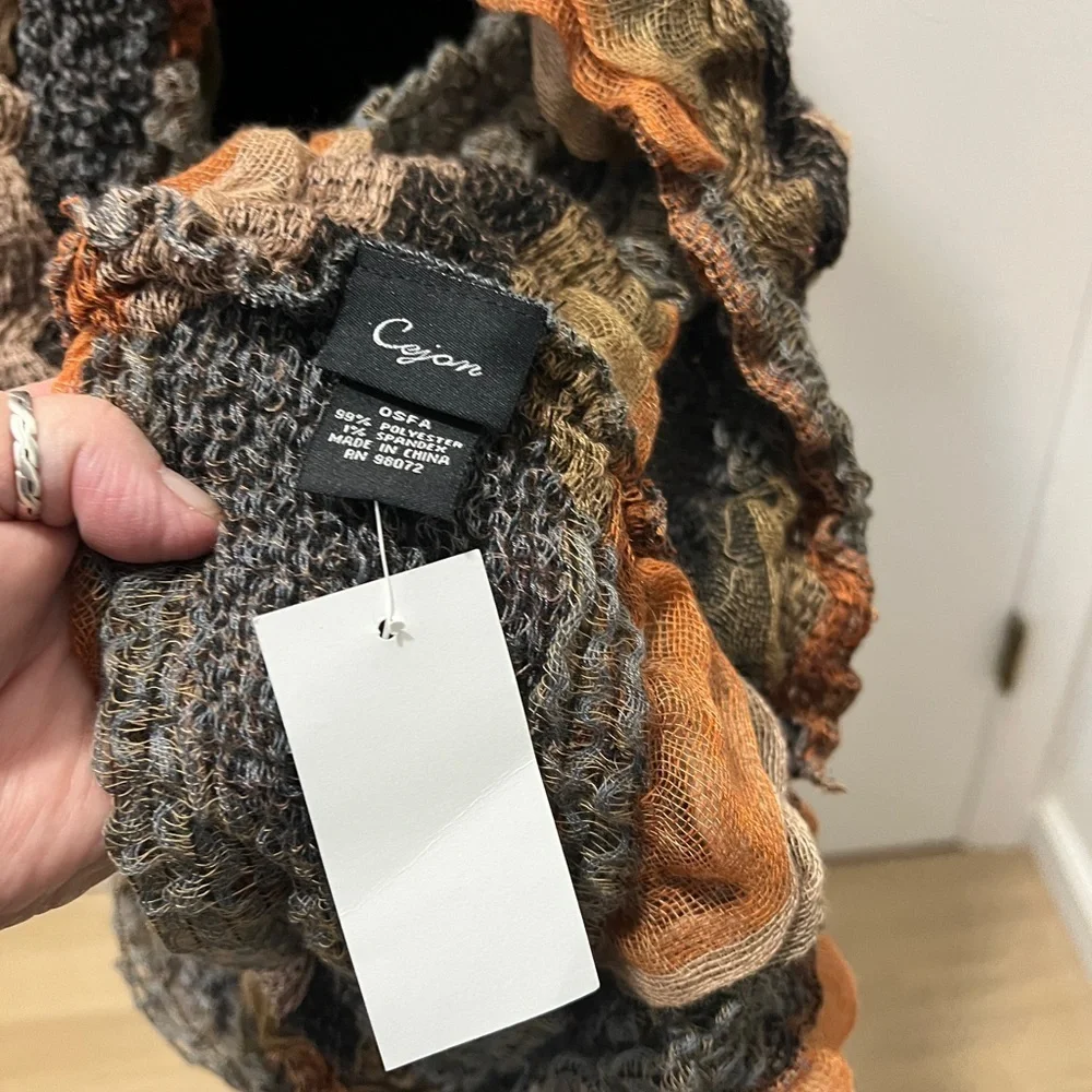 Cejon Ruffled Infinity Scarf – Textured Fall Neutrals